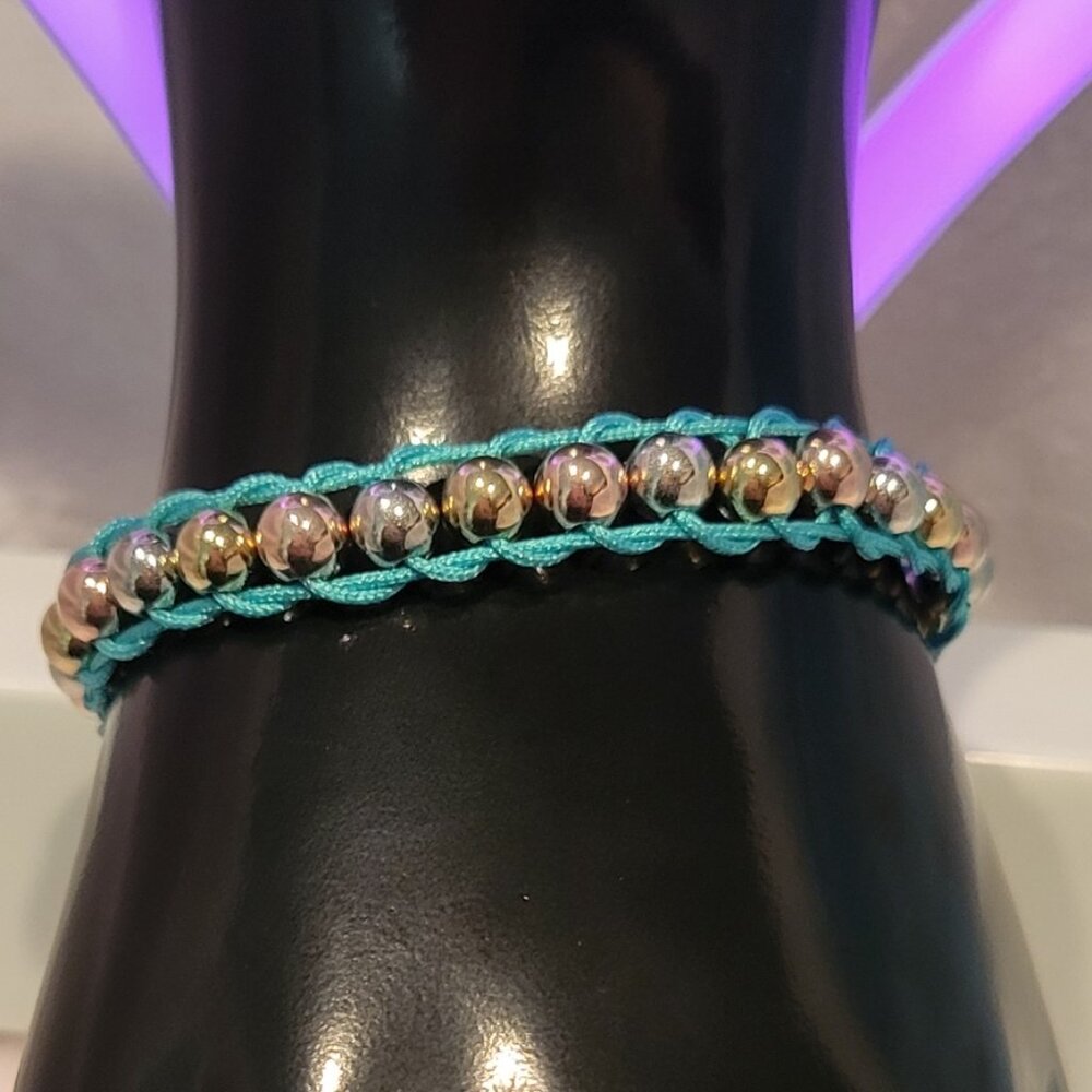 Adjustable Bracelet with Tri-color Beads HANDMADE